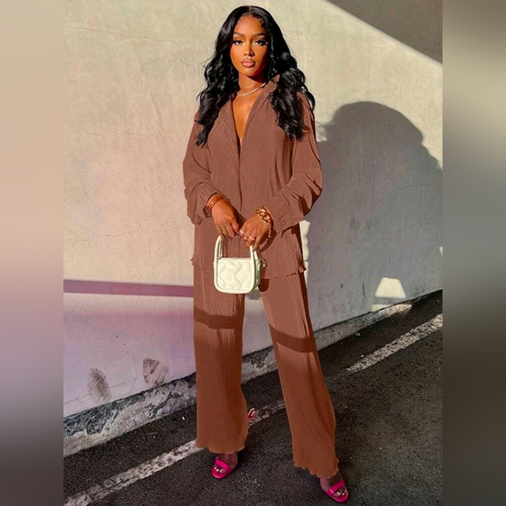 Apricot Color Pleated 2pc Set